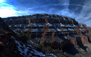 Фотография Небо Штаты Каньоны Скала Снегу Arizona