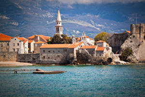 Картинки Черногория Дома Море Budva город