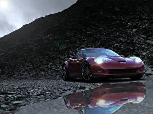 Фото Chevrolet Кабриолет Спереди Темно красный corvette zr1