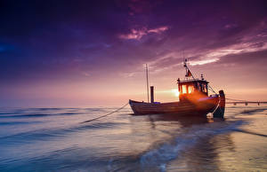 Фотография Небо Море Рассвет и закат Катера Baltic Sea Природа