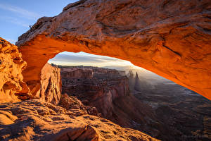 Картинка Штаты Парк Каньоны Скала Jeff Wallace, Mesa Arch, anyonlands Природа