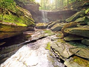 Картинка Америка Камень Водопады Ohio Cuyahoga Valley National Park Природа