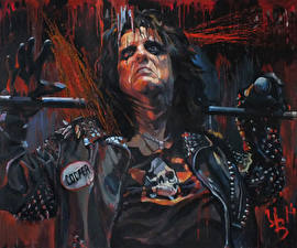 Фото Рисованные Мужчины Куртке Alice Cooper Welcome to My Nightmare