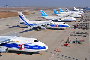 Фото Самолеты Транспортный самолёт Antonov An-124 Ruslan Volga-Dnepr Airlines Airport Leipzig Halle Perron Soviet heavy long-range Авиация