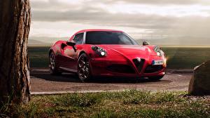 Картинка Alfa Romeo Красная Спереди 2015 Launch Edition 4C AU-spec 960 машина