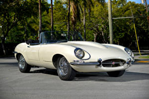 Фотографии Jaguar Винтаж Кабриолет Белые 1967 E-Type Open Two Seater Series I автомобиль