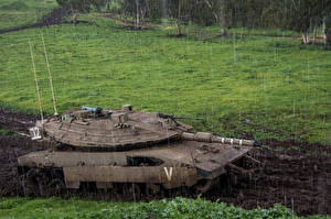 Фотография Израиль Дождь Танки Merkava военные