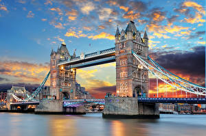 Фотография Англия Мост Лондоне Tower Bridge Thames River город