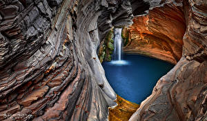 Фотографии Австралия Водопады Утес Western Australia Природа