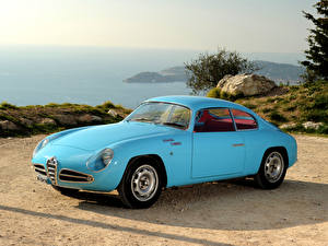 Фото Альфа ромео Винтаж Голубых Металлик 1956 Giulietta SVZ (750) Zagato автомобиль