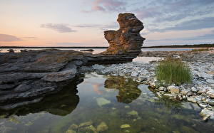 Картинка Швеция Камни Утес Gamle hamn Fårö Gotland Природа