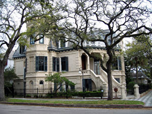 Картинка Америка Дома Дизайна На ветке Особняк Galveston Utah Victorian houses Города