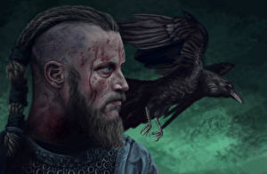 Фотография Викинги (телесериал) Вороны Картина Птица Fan ART raven Ragnar Lothbrok Фэнтези Животные