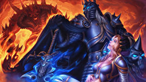 Фото Heroes of the Storm Diablo World of WarCraft Рыцарь arthas jaina proudmoore moba компьютерная игра Фэнтези Девушки