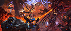 Фото Heroes of the Storm Diablo StarCraft Битва Воители zerg Jim Raynor Azmodan nova terra Tyrael Archangel of Justice Игры Фэнтези