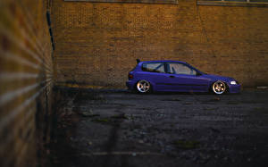 Обои Honda Сбоку Civic Purple stance авто