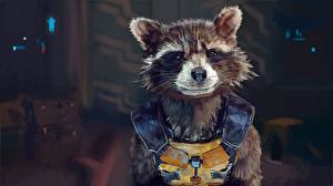 Фото Еноты Стражи Галактики Fan ART rocket raccoon Фильмы Фэнтези Животные