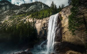 Картинка США Парки Водопады Йосемити Vernal Falls waterfall