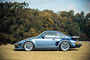 Фотография Порше Старинные Голубые Металлик Сбоку 1986 Porsche 911 (930) Turbo SE Flatnose 1 машина