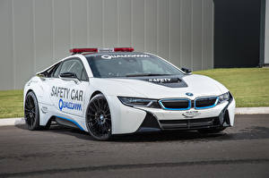 Картинка БМВ Белая Полицейские 2014 i8 Formula Автомобили