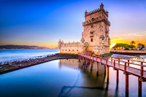 Фотографии Португалия Берег Крепость Город Belem Tower Lisbon Города