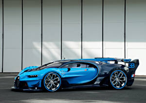 Фотографии BUGATTI Голубых Роскошные Металлик 2015 Vision Gran Turismo авто