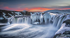 Фото Реки Исландия Водопады Лед Goðafoss