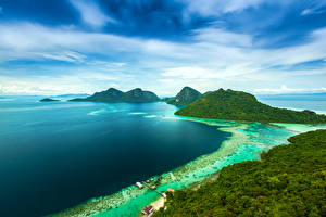 Фотография Малайзия Тропический Побережье Остров Небо Bohey Dulang Island