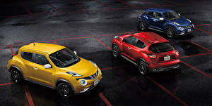 Обои для рабочего стола Nissan Втроем Парковке 2014 Juke JP-spec YF15 Автомобили