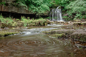 Картинки Англия Водопады West Burton Falls Природа