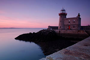 Фотография Ирландия Маяк Море Побережье Вечер Howth Природа