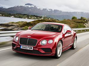 Фотографии Бентли Красных Едущая 2015 Continental GT машины