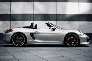 Фотография Porsche Сбоку Кабриолет Серебристый 2012 TechArt Boxster автомобиль