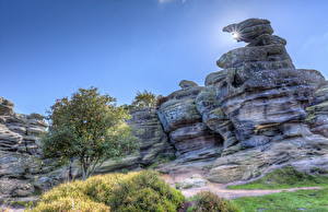 Фотографии Великобритания Камень Небо HDR Brimham Rocks Yorkshire Природа