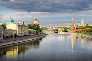 Фотография Москва Россия Речка Дома Улица Водный канал город