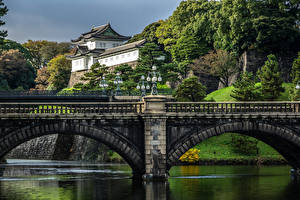 Картинки Япония Токио Реки Мост Дворец Imperial Palace Города