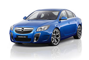 Фото Opel Синие Белый фон 2013 Insignia OPC Автомобили