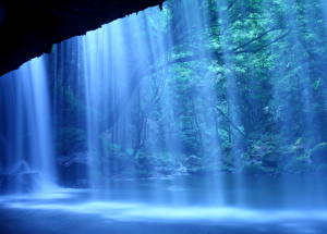 Фотография Водопады Япония Nabegataki-Falls, Kumamoto Природа