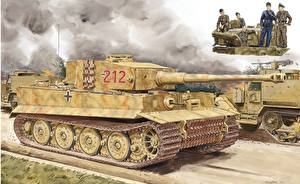 Картинка Танки Рисованные Pz.Kpfw.VI Ausf.E Tiger I военные