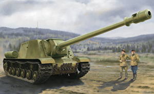 Обои для рабочего стола Самоходка Рисованные ISU-152-2 BL-10 Армия