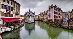 Фотографии Франция Здания Водный канал Annecy Города