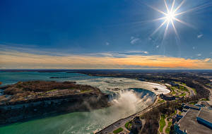 Картинки Небо Водопады Канада Niagara Falls Природа