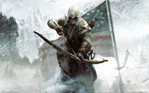 Картинки Assassin's Creed 3 Лучники Воители Мужчина Капюшон