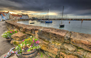 Картинки Шотландия Побережье Парусные Здания St Monans Harbour Природа