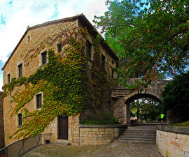 Фотография Испания Дома Лестницы Girona Города