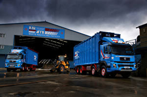 Обои Вольво Грузовики Голубая Двое 2010-13 FMX 460 8×4 rigid Day cab with Boughton bulk waste ejector body автомобиль