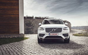 Фотографии Вольво Спереди Белая XC90 Автомобили