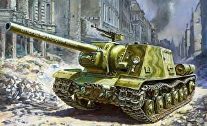 Обои САУ Рисованные ISU-122