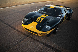 Обои для рабочего стола Форд Ретро Черных Металлик 1966 GT40 Le Mans Race Car автомобиль