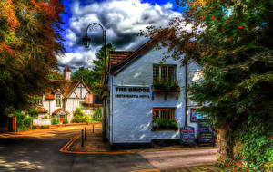 Фотография Англия Здания HDR Улиц Prestbury город